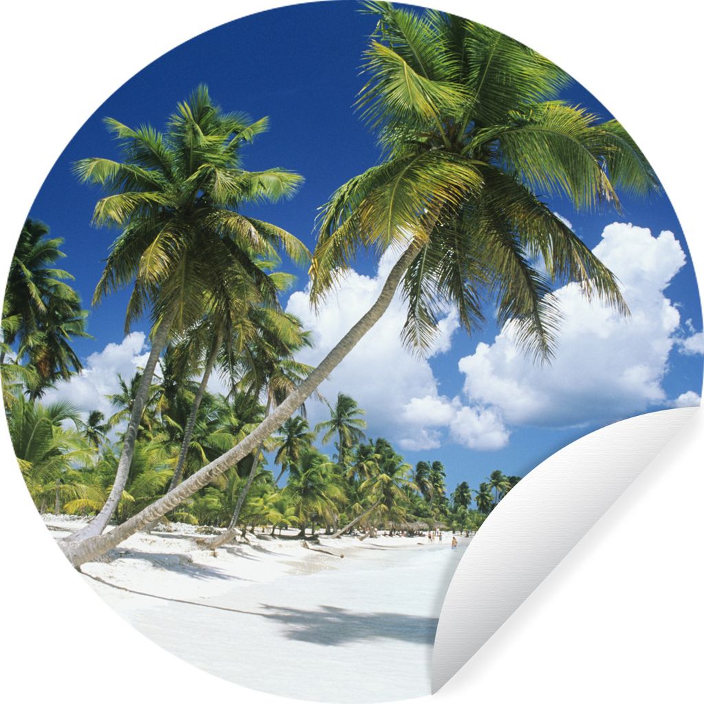 MuchoWow Runde Wandtattoo - Wandsticker Tapete Aufkleber Strand - Palme - Tropisch Ø 100 cm Selbstklebend und Repositionierbar - Wandaufkleber -...