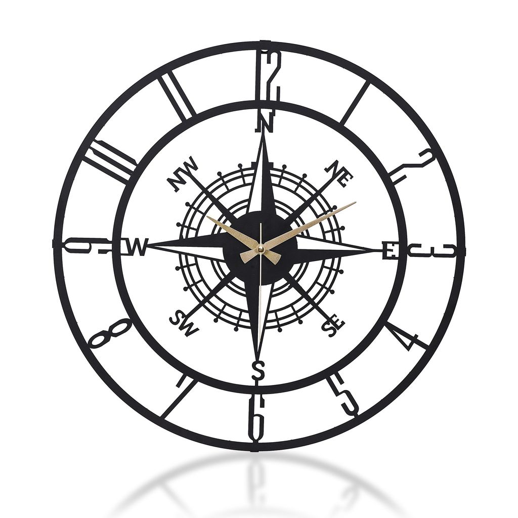 Opviq, Buınella - Black - 3, Dekorative Metall-Wanduhr, 100 Produktbild 2