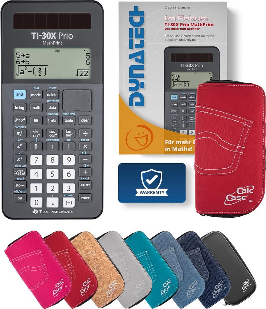 TI-30X Prio MP Taschenrechner mit Schutztasche rot und Fachbuch