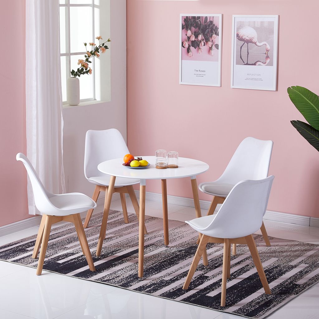 H.J WeDoo 80x80x73 cm kulatý kuchyňský stůl Dřevěný jídelní Obrázek produktu 2