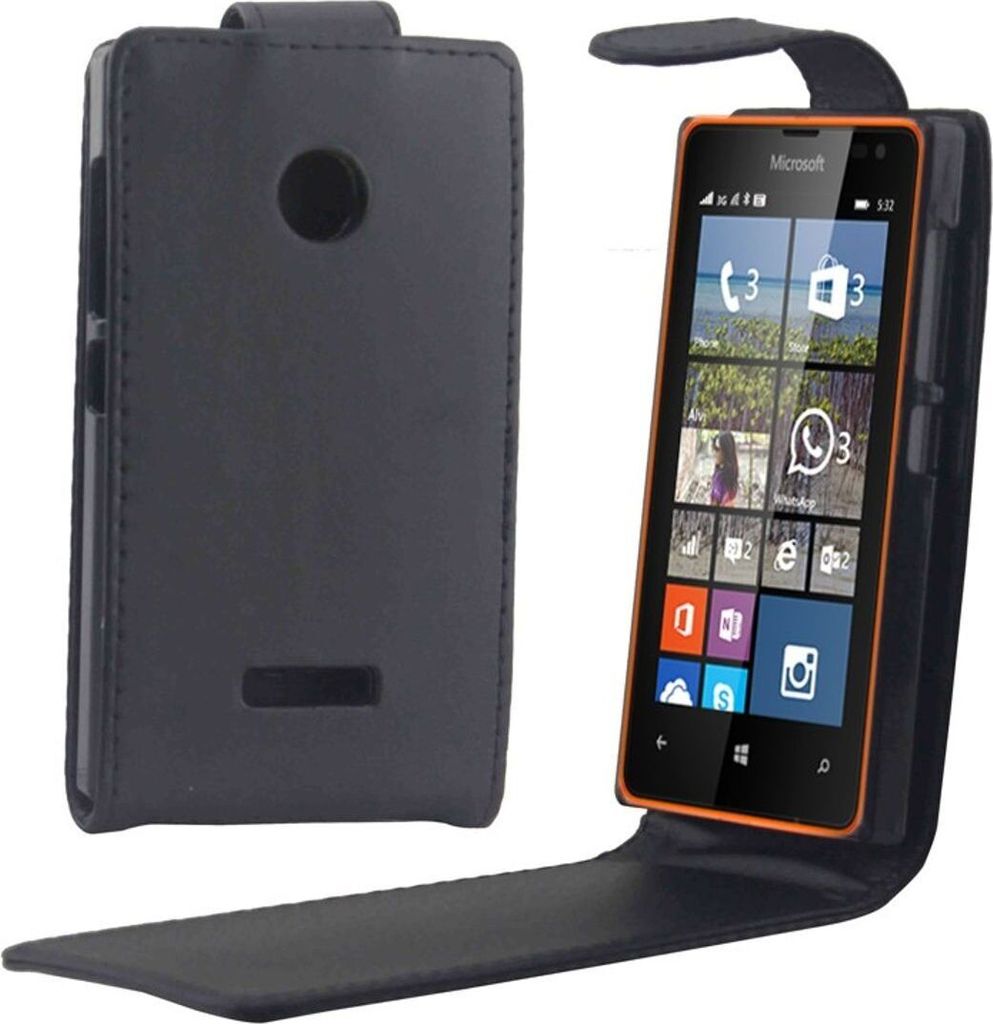 Handyhülle Schutztasche für Handy Microsoft Lumia 532 Flipcase Schwarz