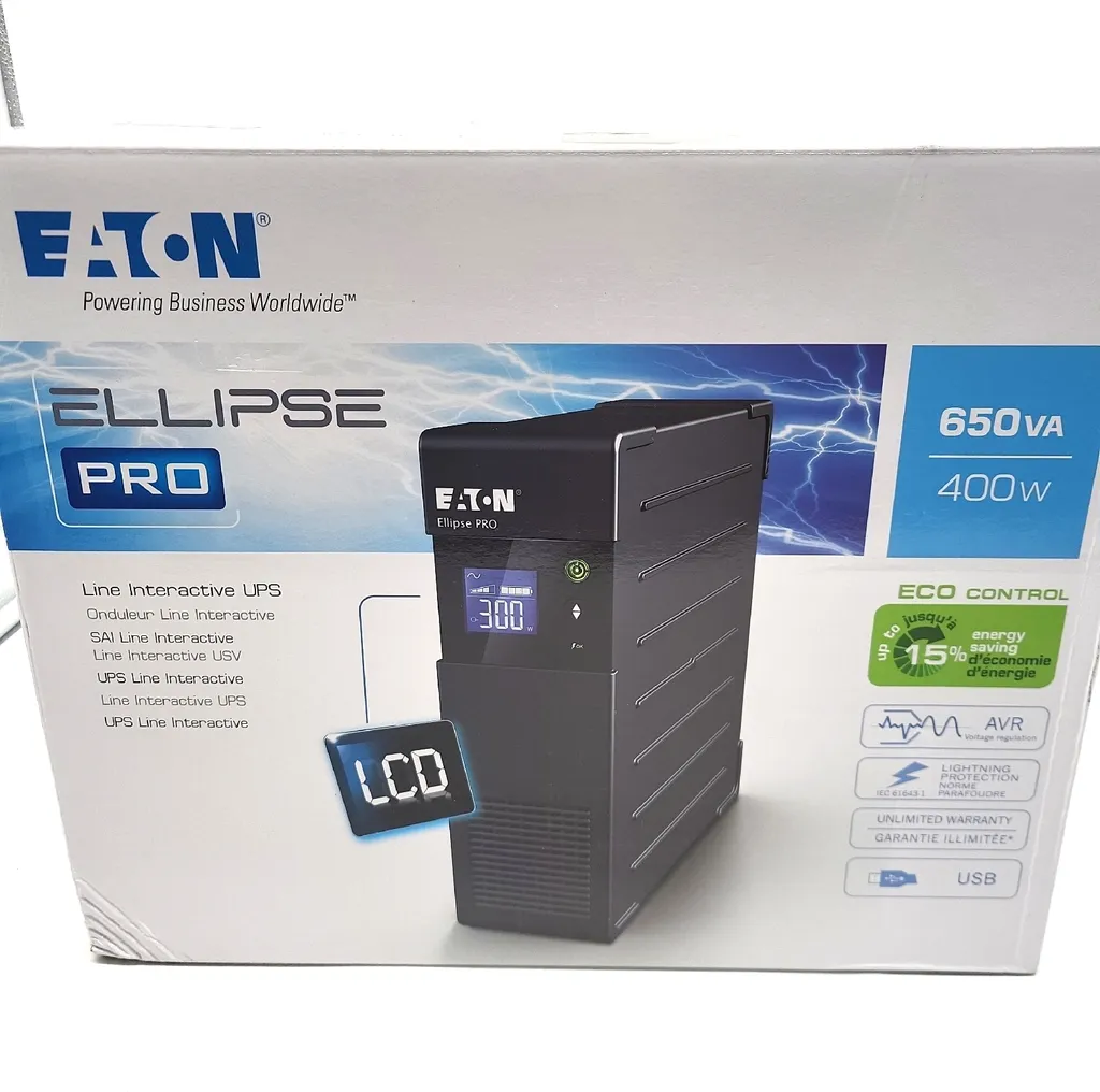 Onduleur Eaton 650VA pour NAS et PC - Ellipse PRO DIN - 4 Prises IEC
