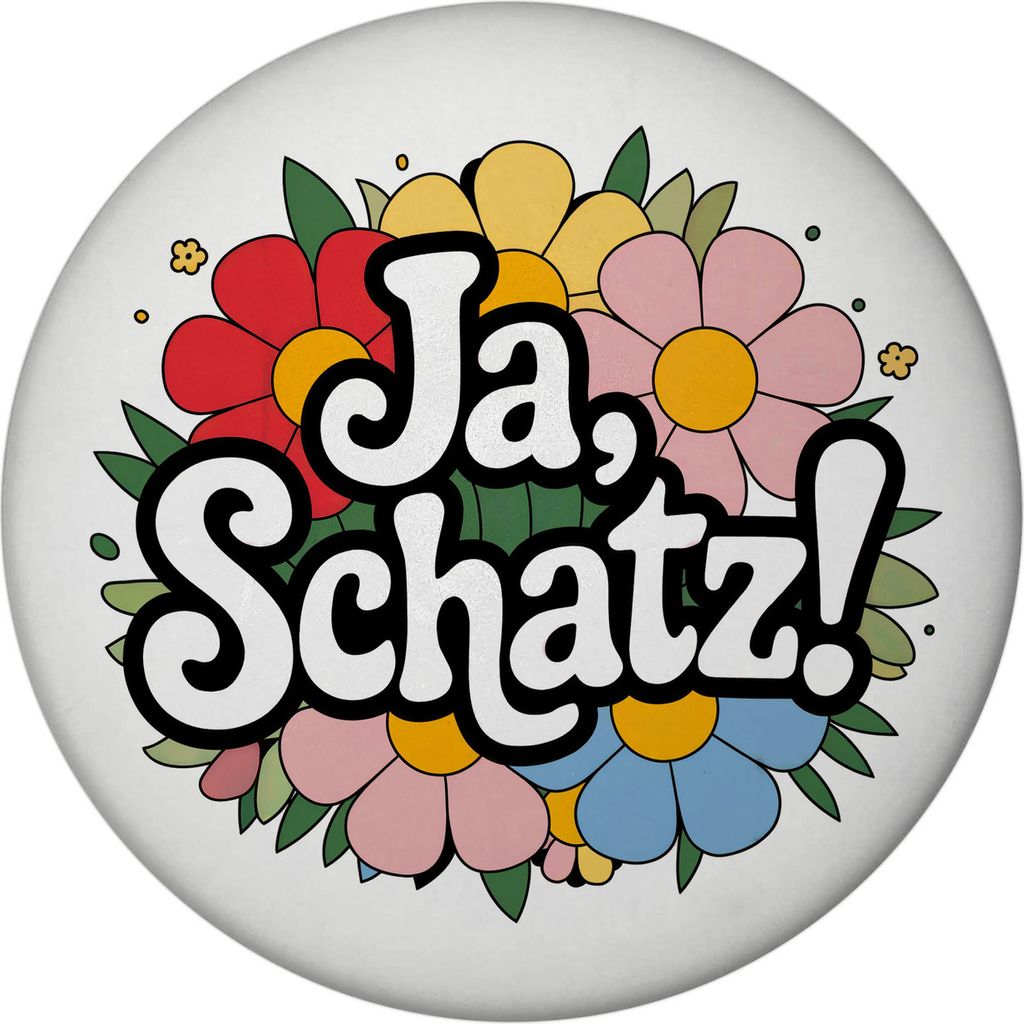 Ja Schatz Magnet mit Flaschenöffner rund mit floralem Nachbildung