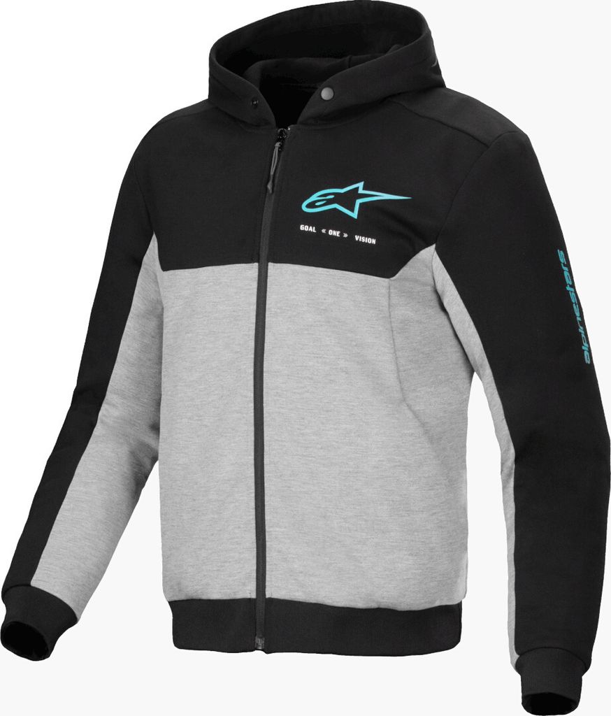 Alpinestars Chrome V2 Duo Sport Motorrad Zip Hoodie, grau/schwarz/blau, 4XL