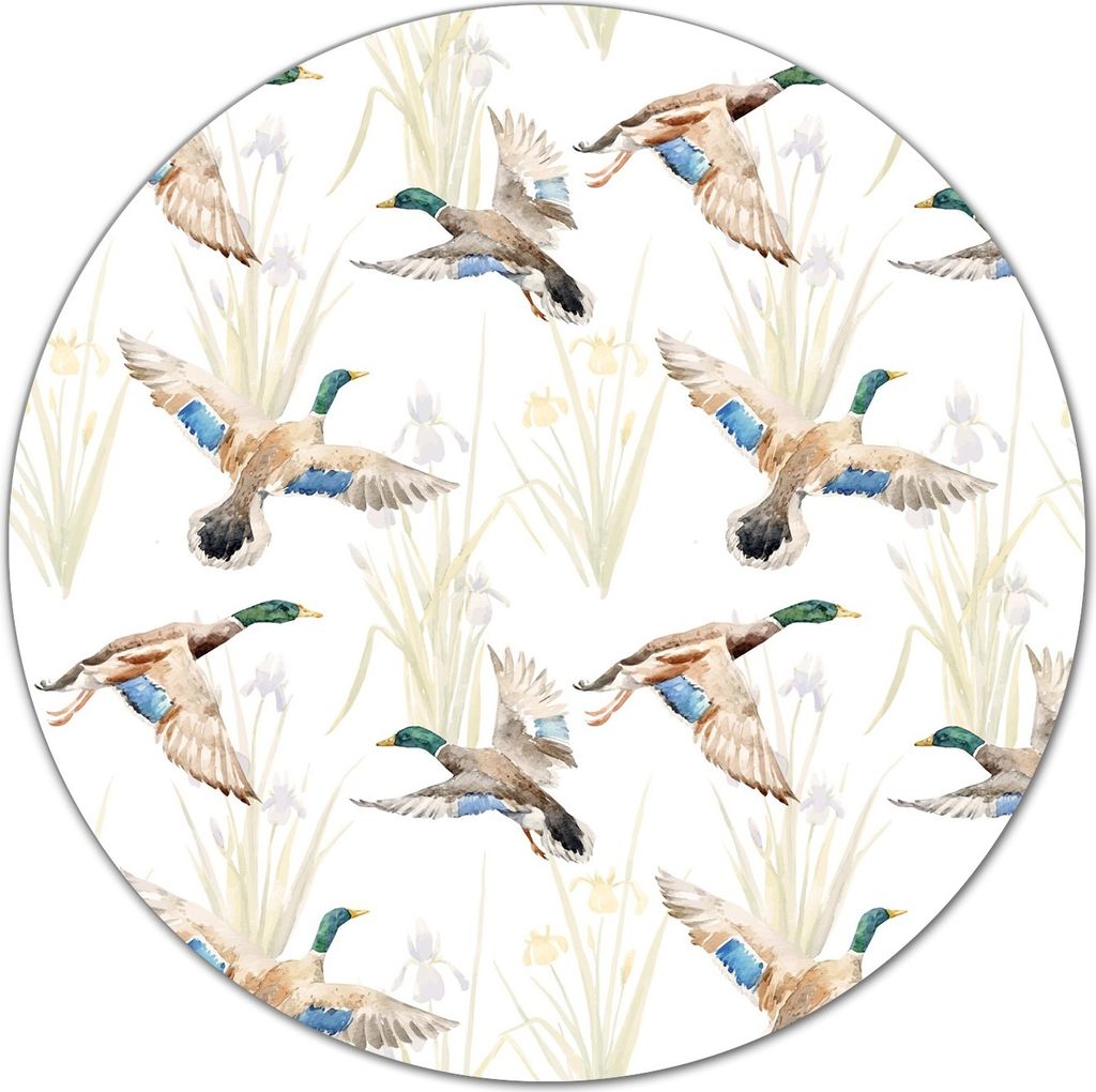 Glas Schneidebrett Herdabdeckplatten Schneideplatten Rund - 40 cm - Aquarell Enten