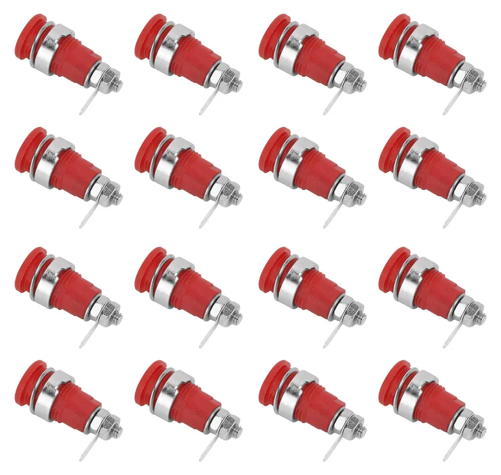 Connecteur fiche banane 4 mm métal rouge pour cordons de mesure - 50 pcs