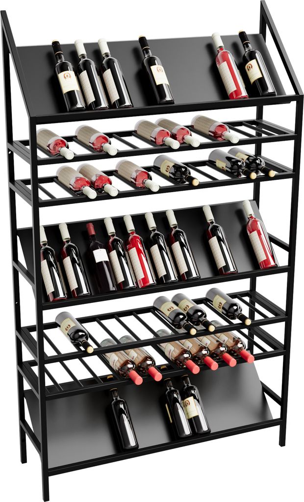 MetaloPro Weinregal Alsace – Schwarzes Metall-Flaschenregal Für 91 Weinflaschen, Robustes Design, Ideal Für Küche, Keller Oder Bar – 170x100...