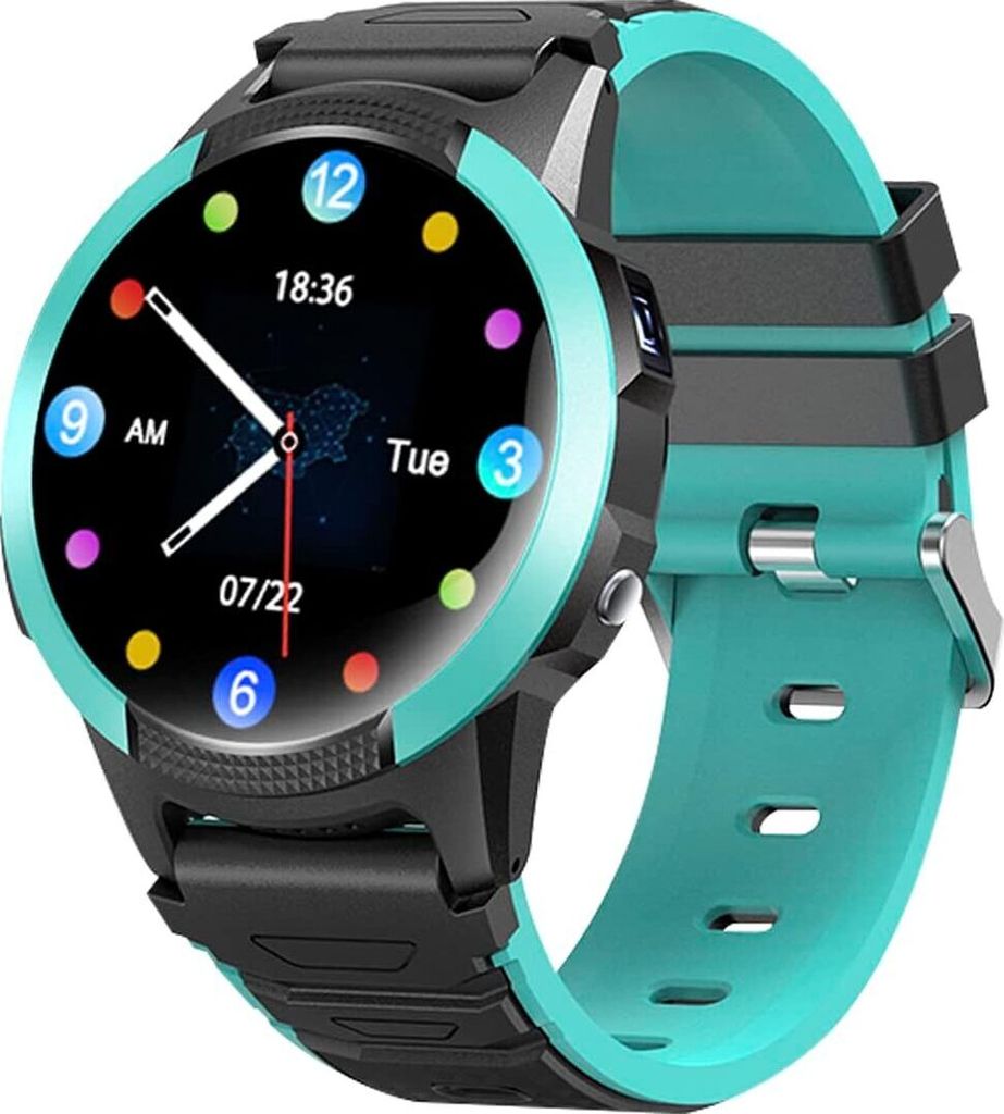 Kinder-Smartwatch mit GPS, Video- und Sprachanrufen, SOS-Taste, Schulmodus, Musik- und Videoplayer, Antispam-Kontaktliste und Pulsmesser.