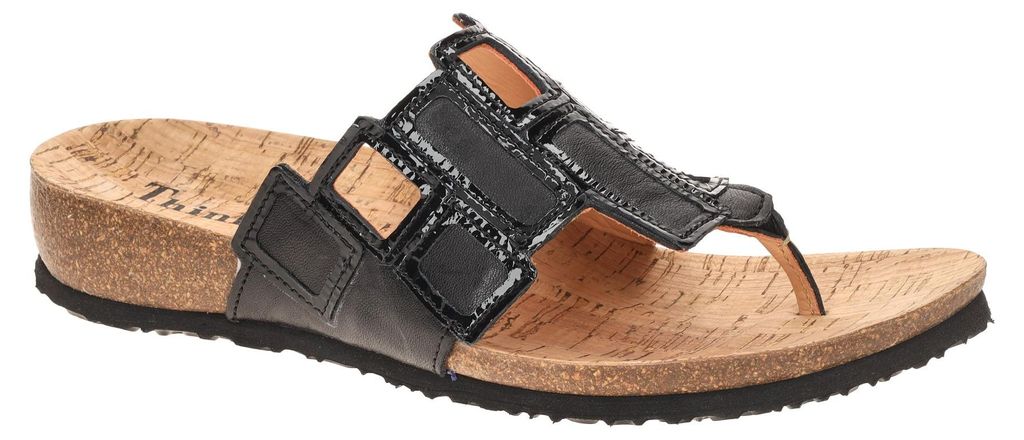 Think JULIA Damen Pantoletten - Zehentrenner Pantolette schwarz NEU