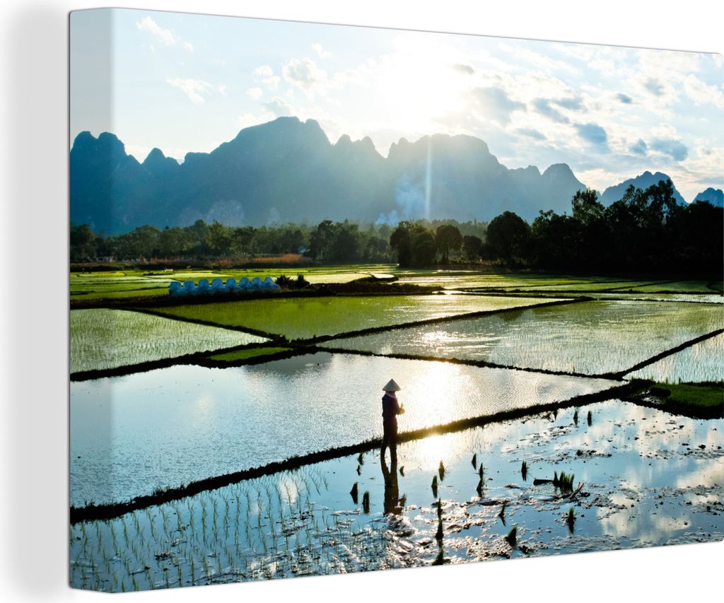 OneMillionCanvasses - Leinwandbilder - 150x100 cm, Die erstaunliche Landschaft eines Reisfeldes, Wandbilder Kunstdruck Wanddekoration