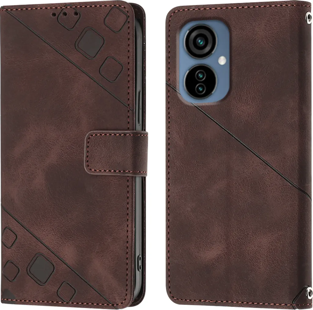 Cover Flip Tecno Camon 19 Neo Brown - Protezione Anti-Urto 360°