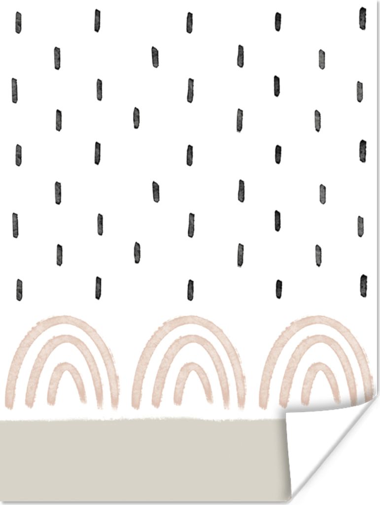MuchoWow Poster Regenbogen - Pastell - Regen 60x80 cm - Schlafzimmer Dekoration