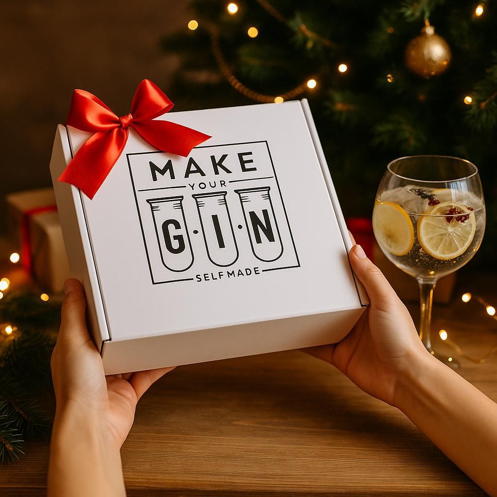 Weiße Make Your Gin Geschenkbox – Edles DIY Gin Set mit Absolut Vodka, Fever-Tree Mediterranean Tonic & Botanicals – Gin zum Selbermachen – ...