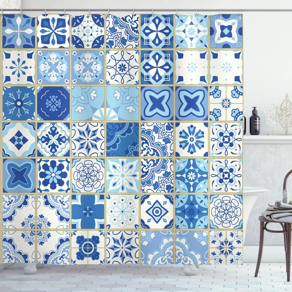 Arredo Bagno: Tenda Doccia Tessuto 175x180 Azulejos ABAKUHAUS Design