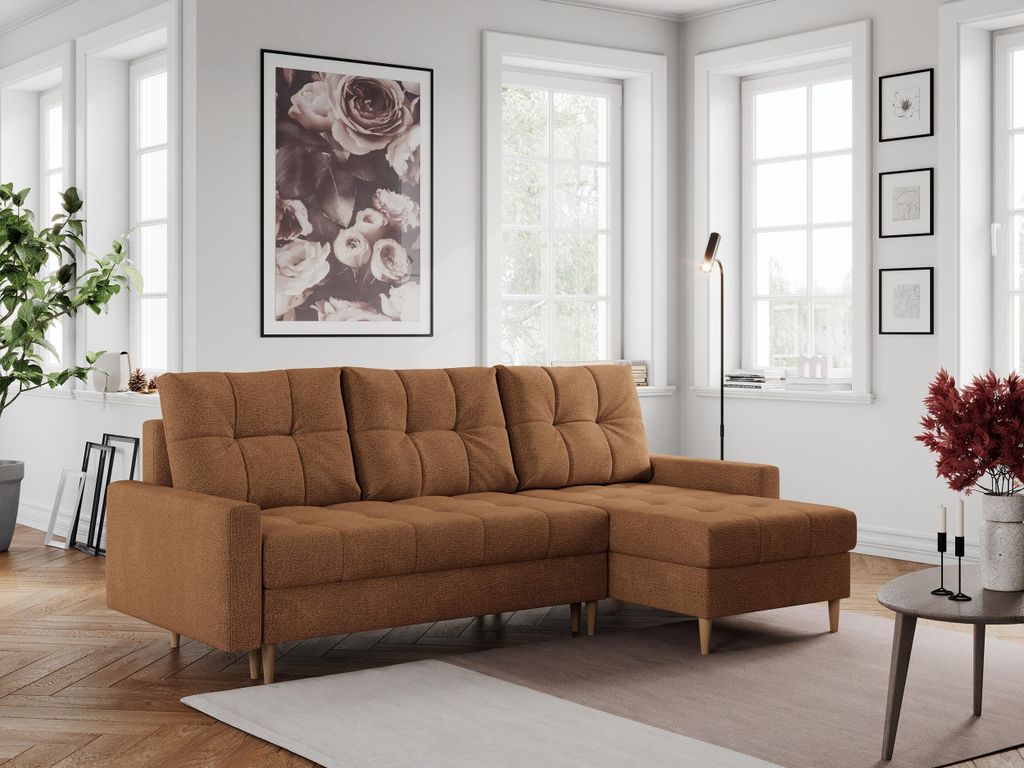 Ecksofa mit Schlaffunktion, Universal Schlafsofa - COLIN - Orange
