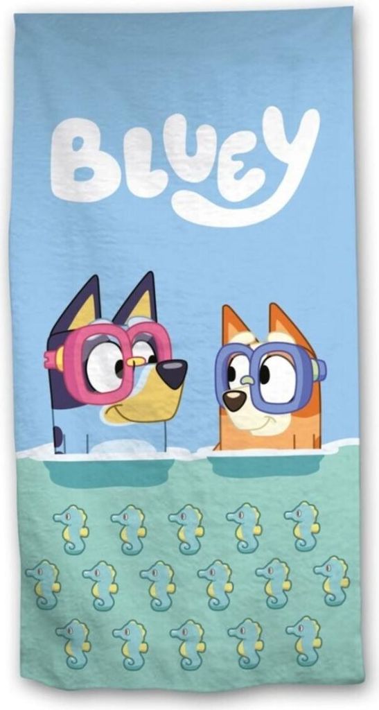 Aymax Kinder - Handtuch Strandlaken Strandtuch Duschtuch Badetuch - 70 x 140 cm -Jungen und Mädchen Mikrofaser (Bluey Seepferd)