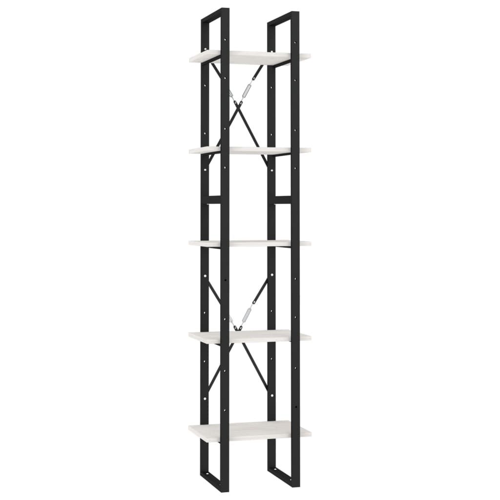 vidaXL Bücherregal 5 Fächer Weiß 40x30x175 cm Massivholz Kiefer