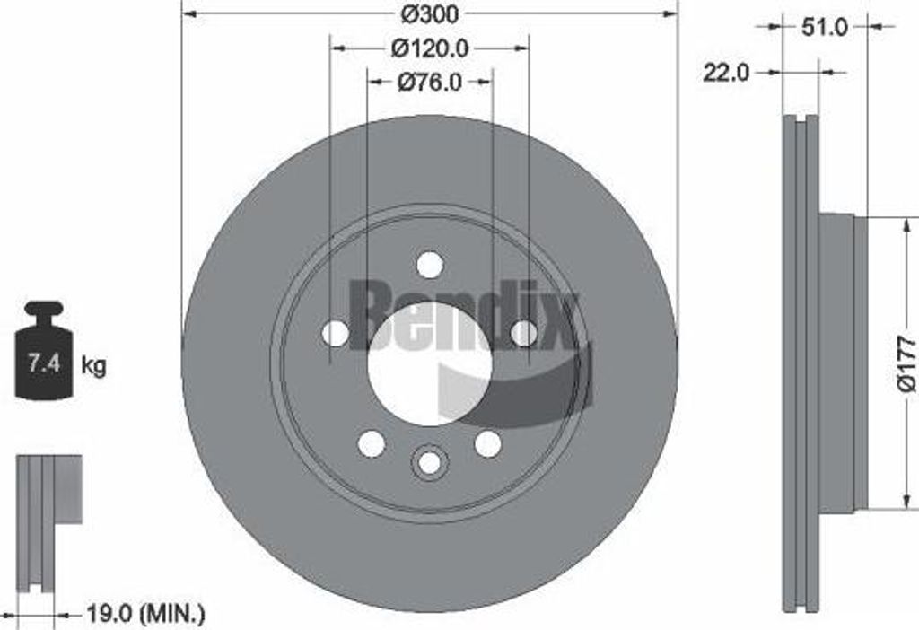 BENDIX Braking BDS1541 Bremsscheibe OE 2N0615601 kompatibel mit Amarok, Crafter