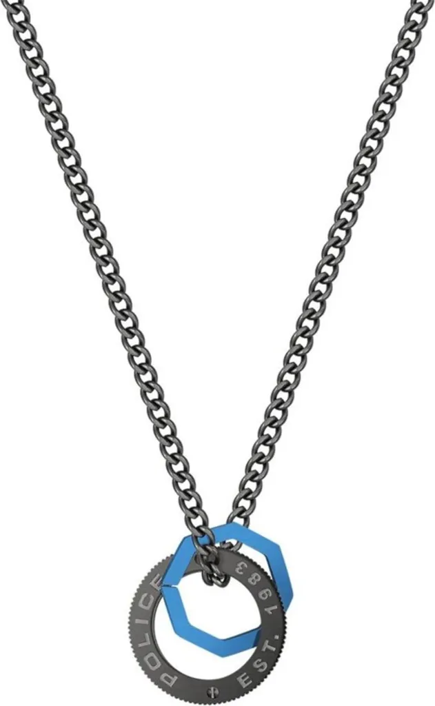 Bijou Police pejgn2008502 collier ajustable acier noir mat style urbain