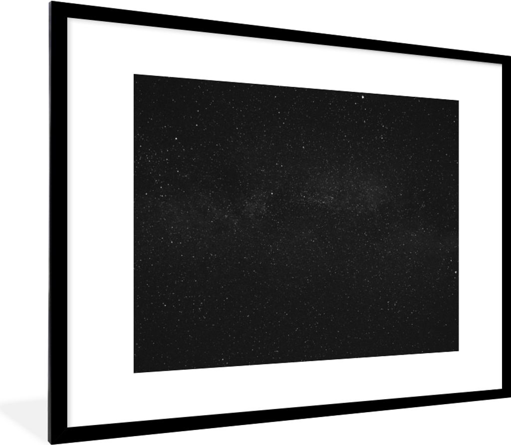 MuchoWow Gerahmtes Poster Sternenhimmel - Schwarz - Weiß - Himmel 80x60 cm - Poster mit Schwarzem Bilderrahmen Wandposter Rahmen Foto Bilder - S...