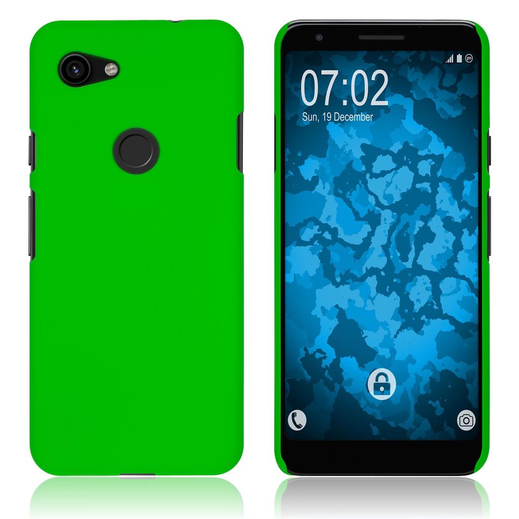 PhoneNatic Case kompatibel mit Google Pixel 3a XL - Hülle grün gummiert Hard-case + 2 Schutzfolien