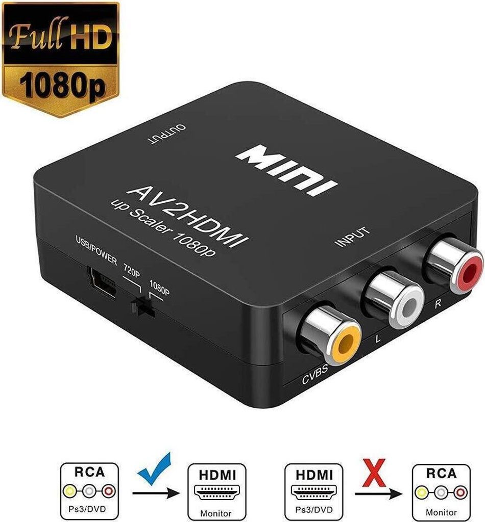 Docooler 4K HDMI zu AHD Konverter Adapter 480P 720P 1080P 4K30 4K60 HDMI zu AHD Video Konverter für Monitor HDTV DVRs Konvertieren HDMI Videosignal zu AHD