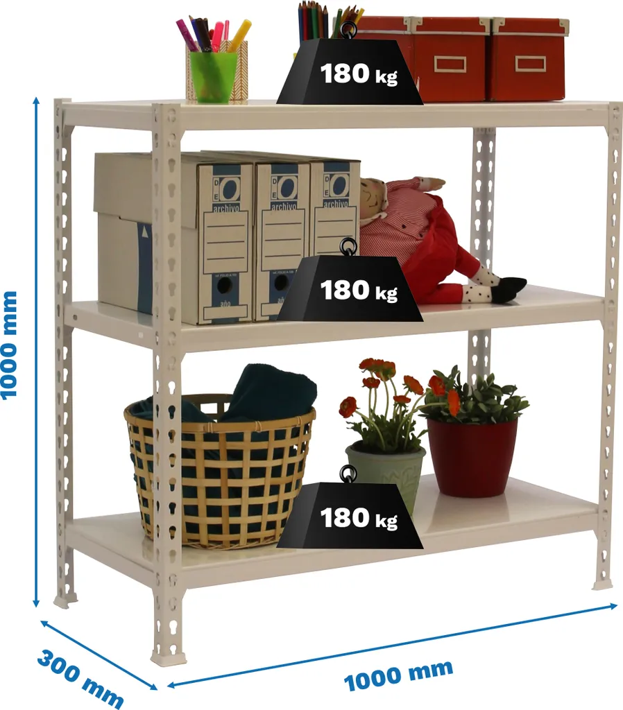 Étagère de Rangement Stable Simonclick Plus Blanc pour Objets Lourds