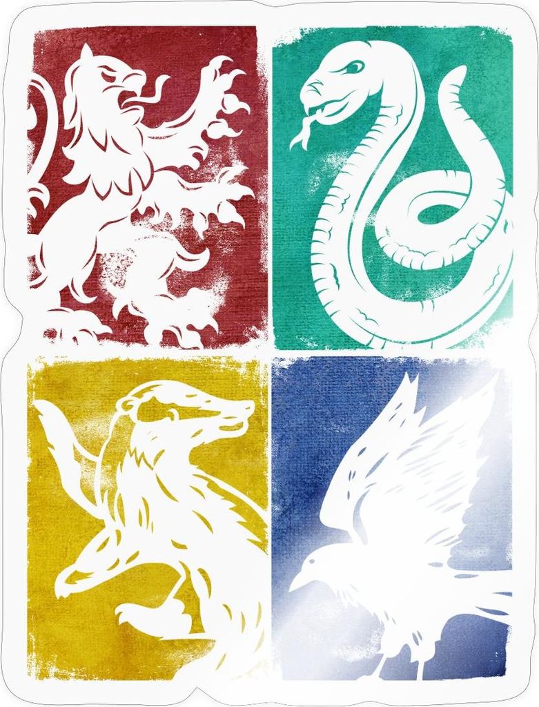 Spreadshirt Harry Potter Häuser Wappen Kachel-Mix Sticker Aufkleber, 10 x 10 cm, Transparent glänzend