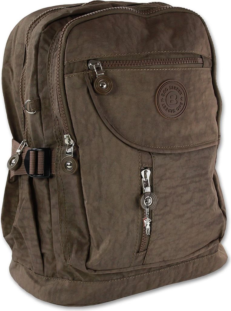 Bag Street Nylon Rucksack Damen Herren Sporttasche braun 30x38x18 D2OTJ604N
