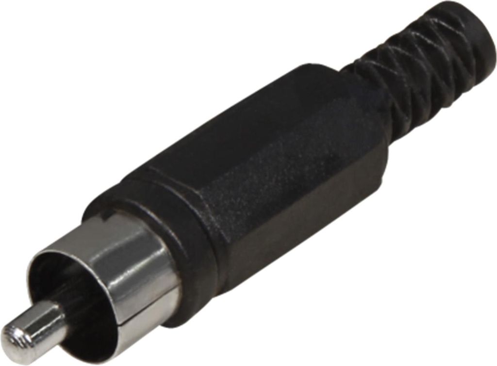 Cinch-Stecker schwarz mit Knickschutz