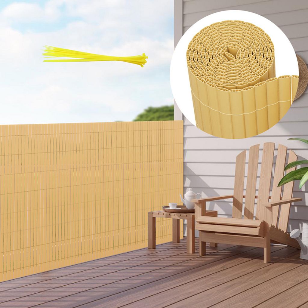 PVC Sichtschutzmatte mit Kabelbindern Outdoor Balkonverkleidung Wetterfest UV-Schutz Sichtschutzzaun Balkon Terrasse Windschutz Sichtschutz für Ba...