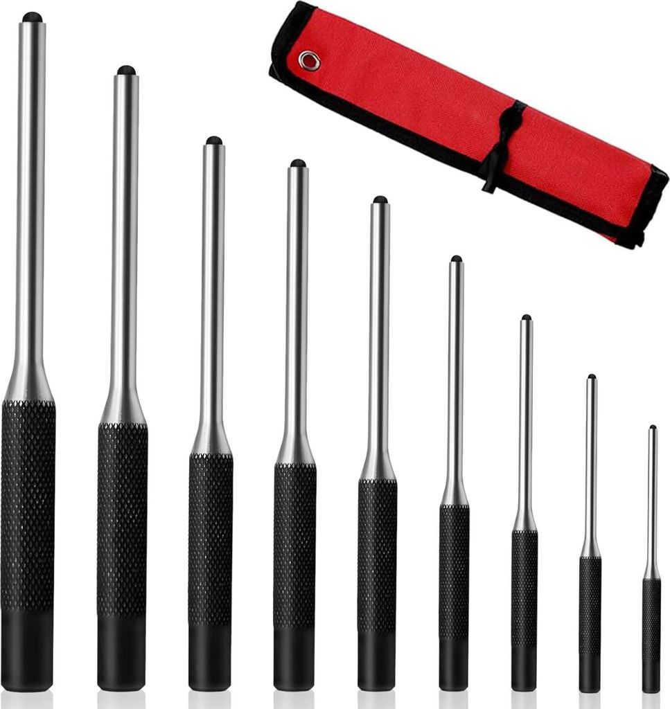 Stiftponsset mit 9 Teilen, Größen von 15 mm-8 mm, aus hochwertigem 40 CR-V Stahl. Ideal zum Erstellen von Löchern von 1/16" bis 5/16". Robuste u...