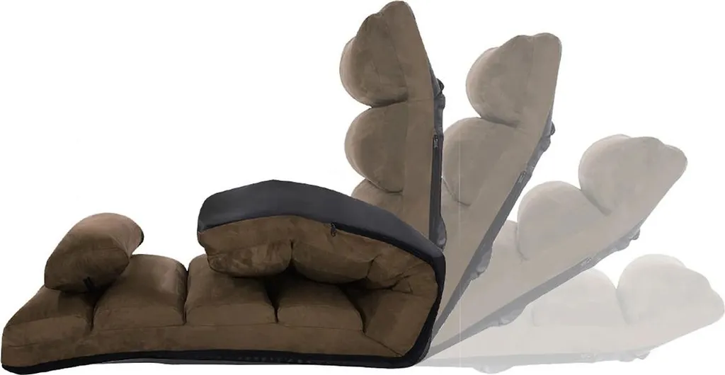 COSTWAY Chaise de Sol 5 Positions Marron - Fauteuil de Sol Pliable - 2