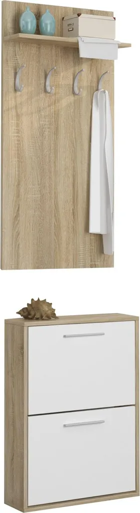 Dmora Mobile da Ingresso Sestola 54x28x181h cm Marrone Rovere, Appendiabiti 2 Ante
