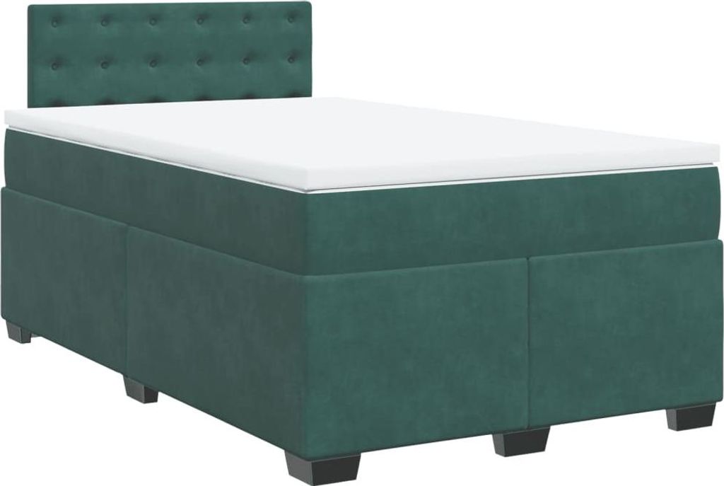 vidaXL Boxspringbett mit Matratze Dunkelgrün 120x190 cm Samt