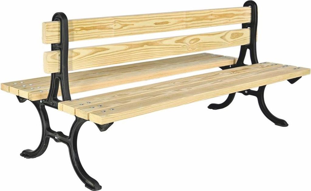 Casa Padrino Parkbank Naturfarben / Schwarz 180 cm - Doppelseitige Gartenbank