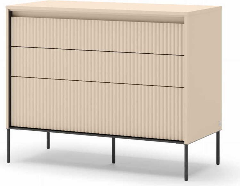 YOURHOUSE24 Kommode 3s TREND Schlafzimmer TS-05 mit Beleuchtung – sandbeige