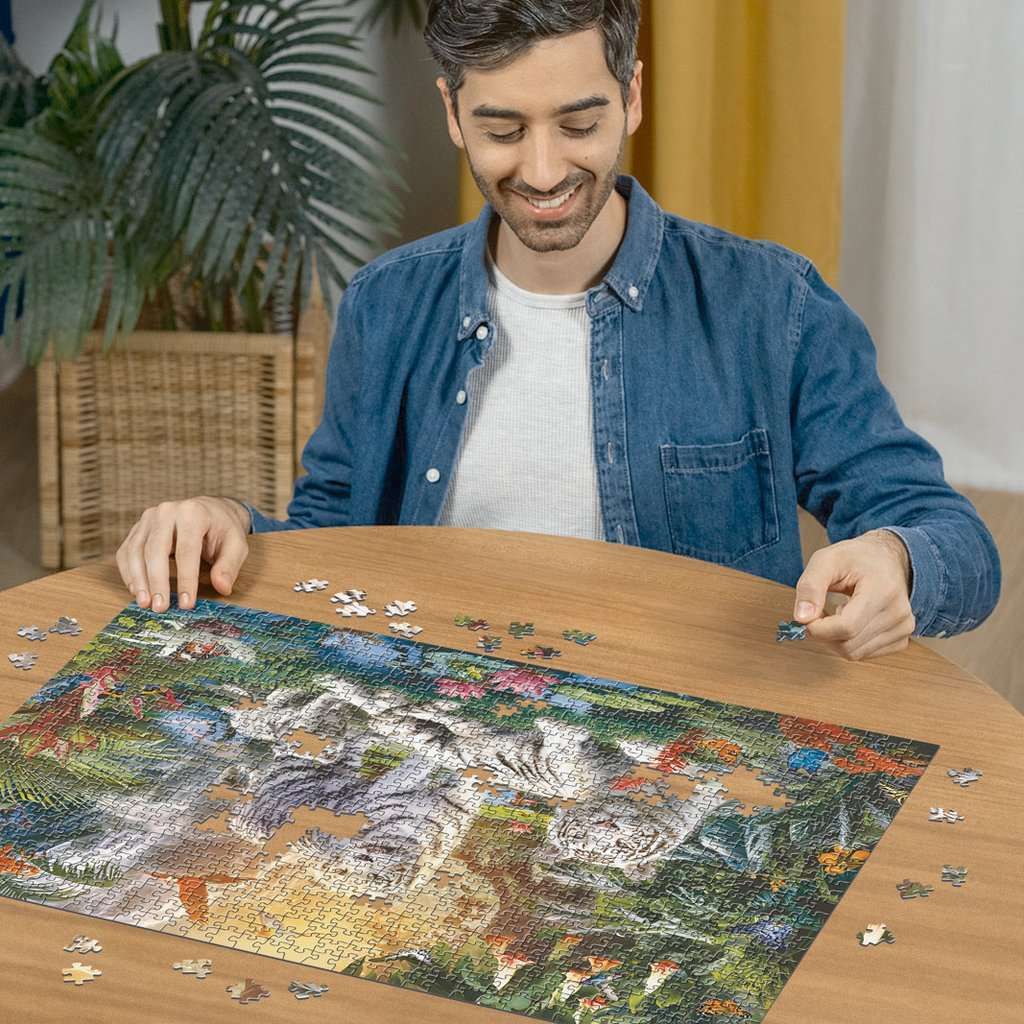 Ravensburger Puzzle 1000 Teile – 'Familie Der Weißen Tiger', 70x50 Cm, Für Erwachsene & Jugendliche