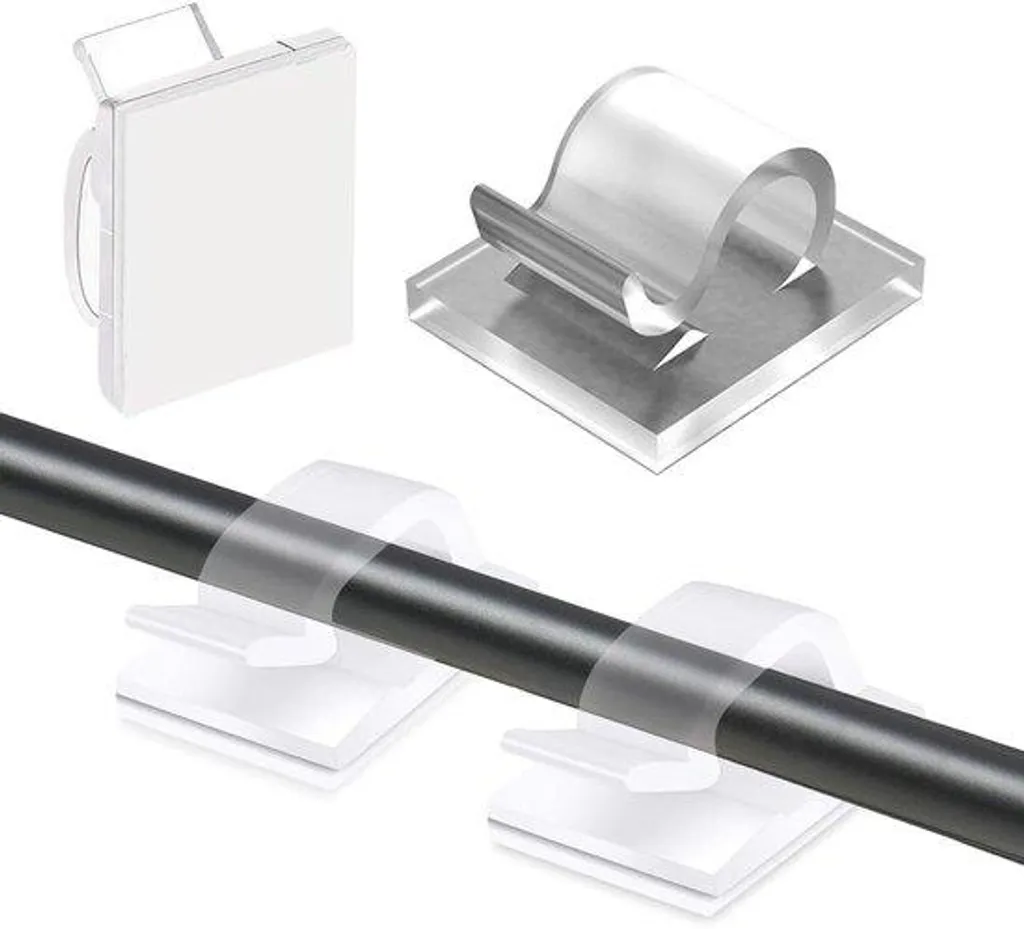 Serre-câbles autocollants transparents fixations murales lot de 50 clips