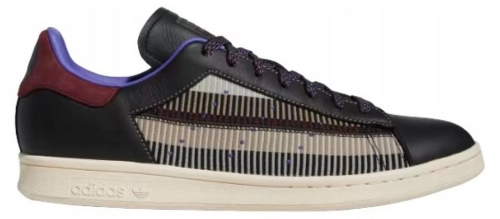 Adidas Schuhe mit geometrischem Patchwork-Muster und 3-Streifen in Schwarz Rot