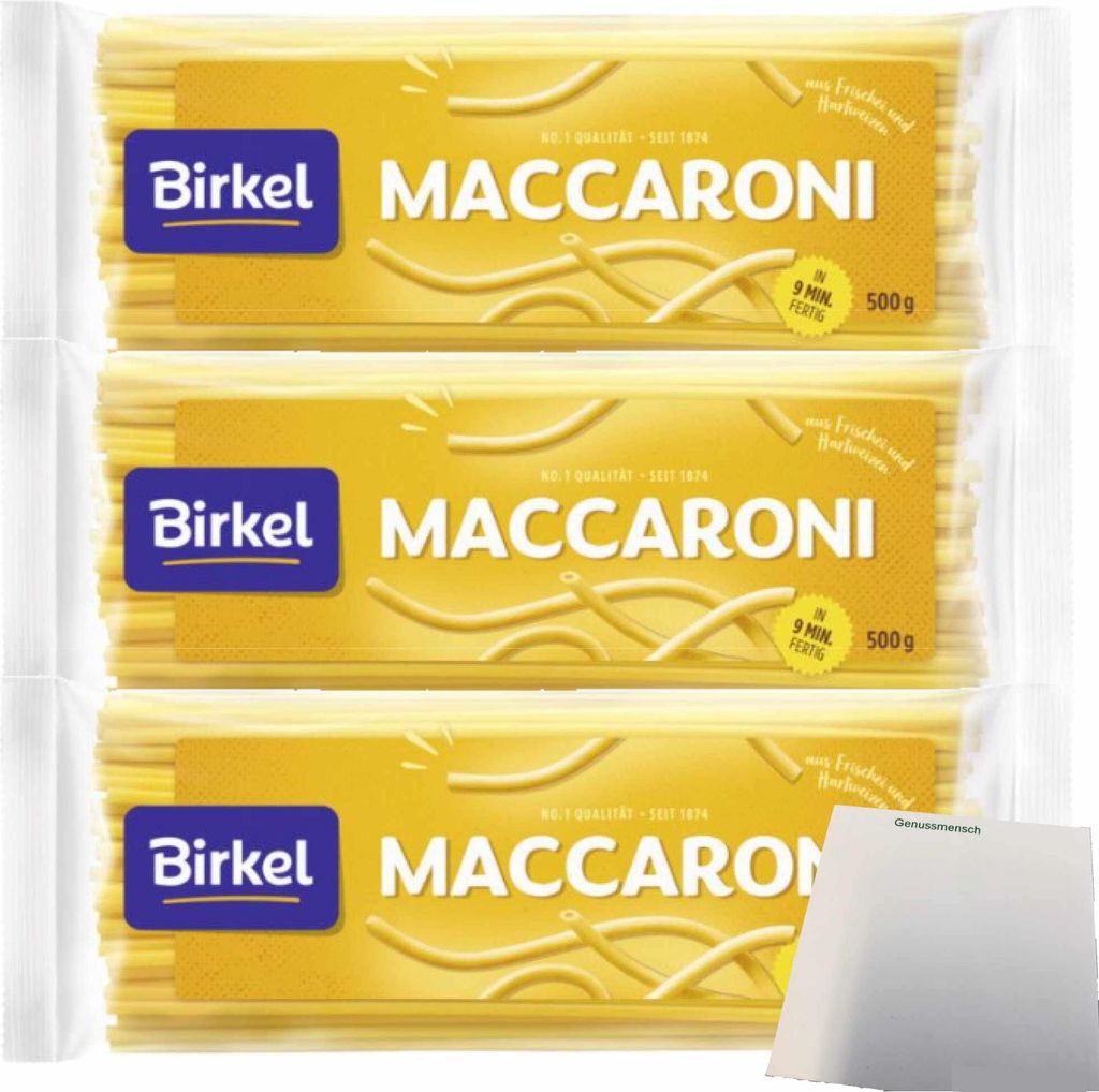 Birkel No 1 Maccaroni 3er Pack (3x500g Packung) + usy Block Produktbild 