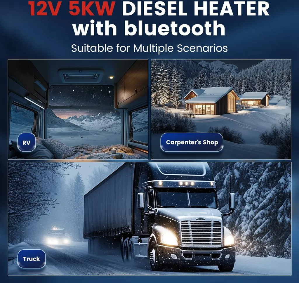 Chauffage diesel 5kW Bluetooth avec écran LCD et télécommande KROAK - 2