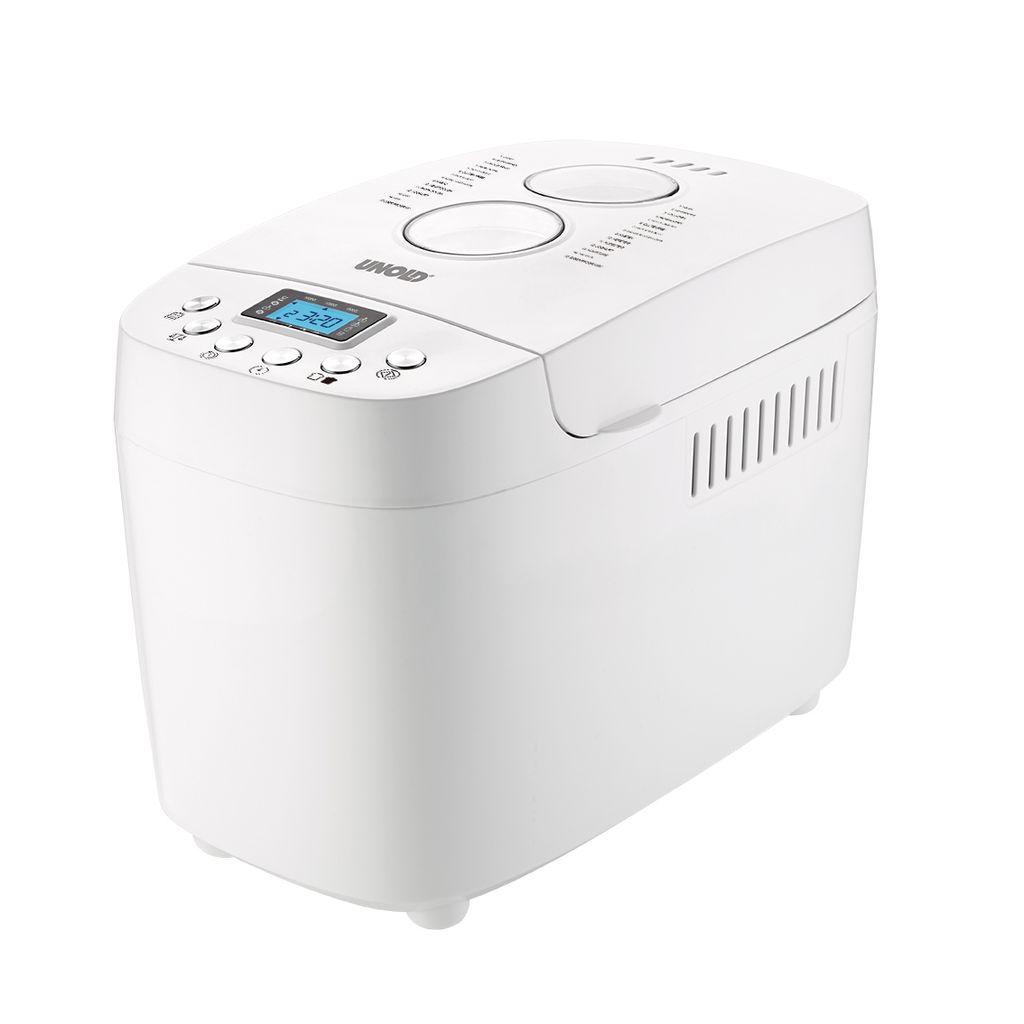 Der Unold Backmeister® Big ist ein Weißbrotbackautomat mit Digitalanzeige, Bedientasten und einem De