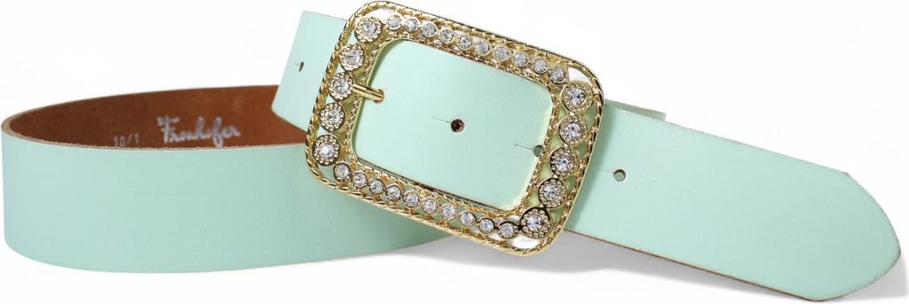 FRONHOFER Damen Ledergürtel 4 cm mit goldener Strass Gürtelschnalle, echt Leder