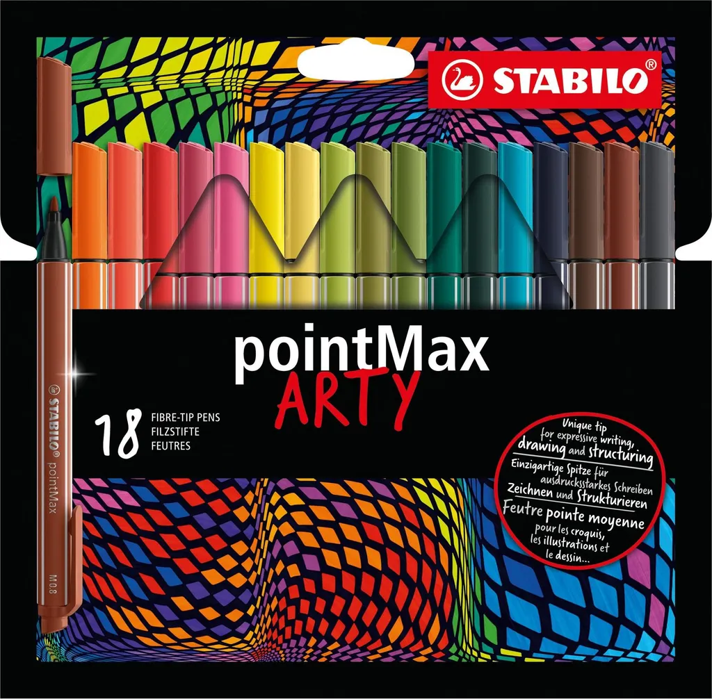 Pochette de 18 Feutres d'Écriture STABILO PointMax Pointe Moyenne