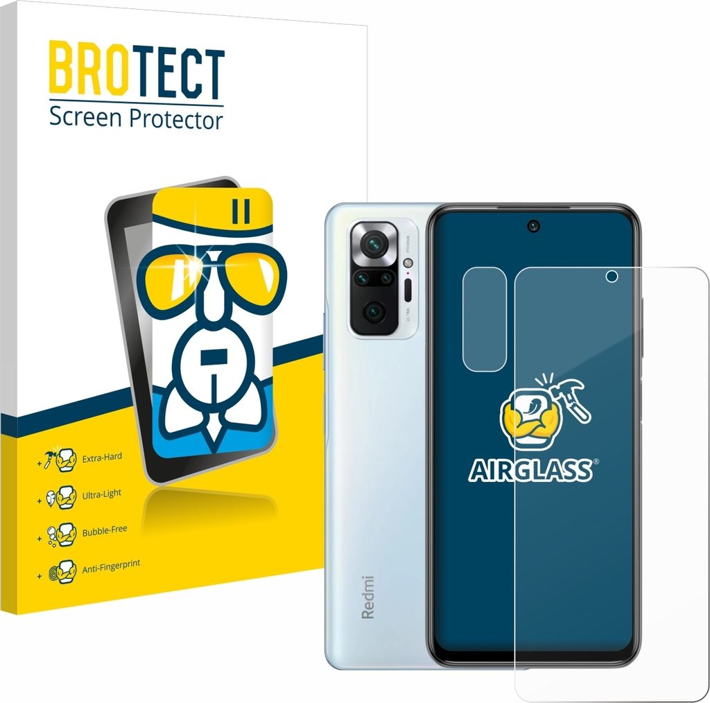BROTECT Schutzglas für Xiaomi Redmi Note 10 Pro (Display+Kamera) Schutzfolie Panzer Folie Glas Display Schutz klar
