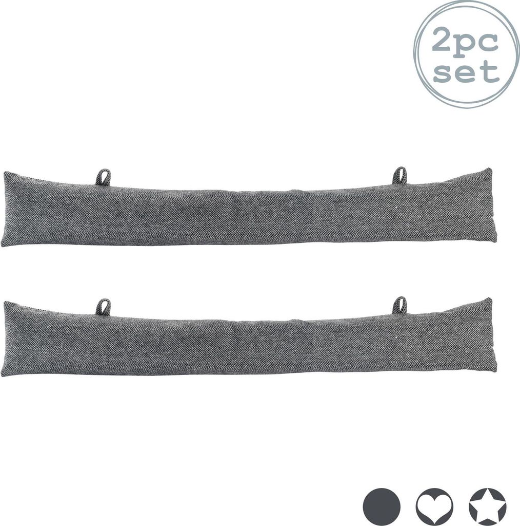 Nicola Spring Zugluftstopper im Fischgrätenmuster – 78,5 cm – Grau – 2er-Pack