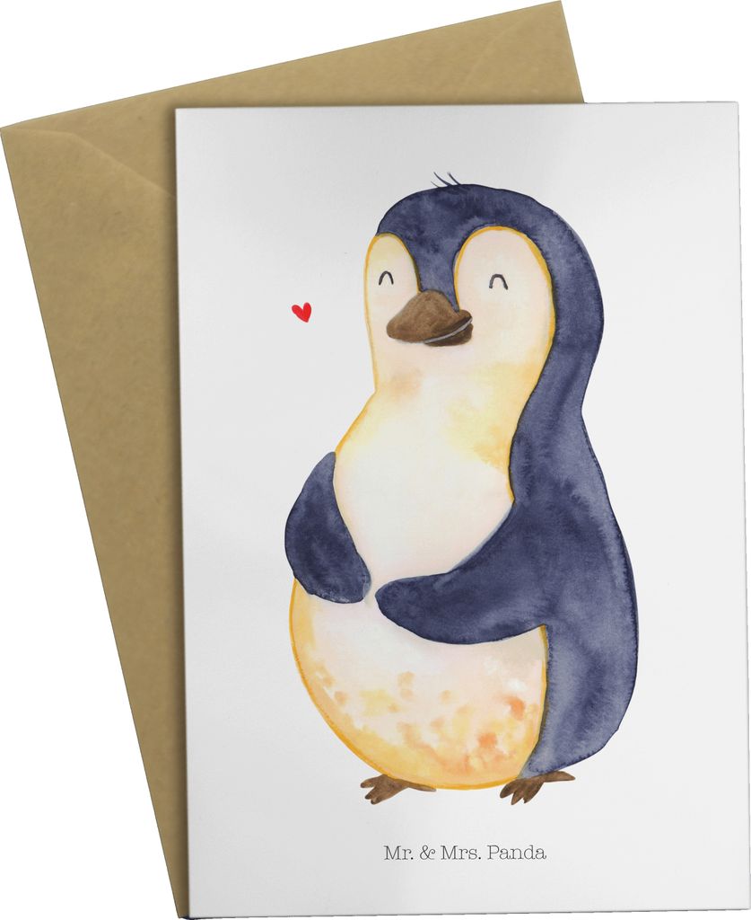 Mr. & Mrs. Panda Glückwunschkarte Pinguin Diät - Weiß - Geschenk, Selbstrespekt, valentinstagskarte, Bauch, Grußkarte, Gewicht, Abspecken, Abne...