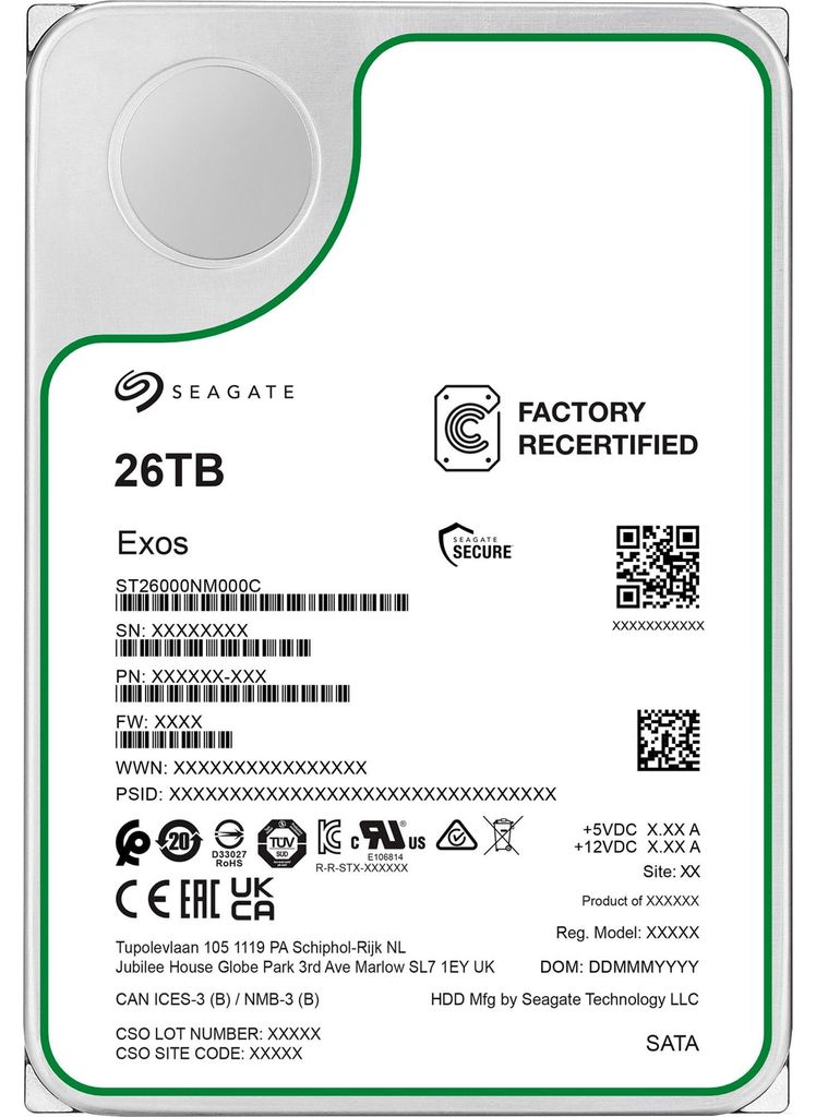 Seagate Exos 26 TB , Festplatte, (SATA 6 Gb/s, 3,5") Produktbild 