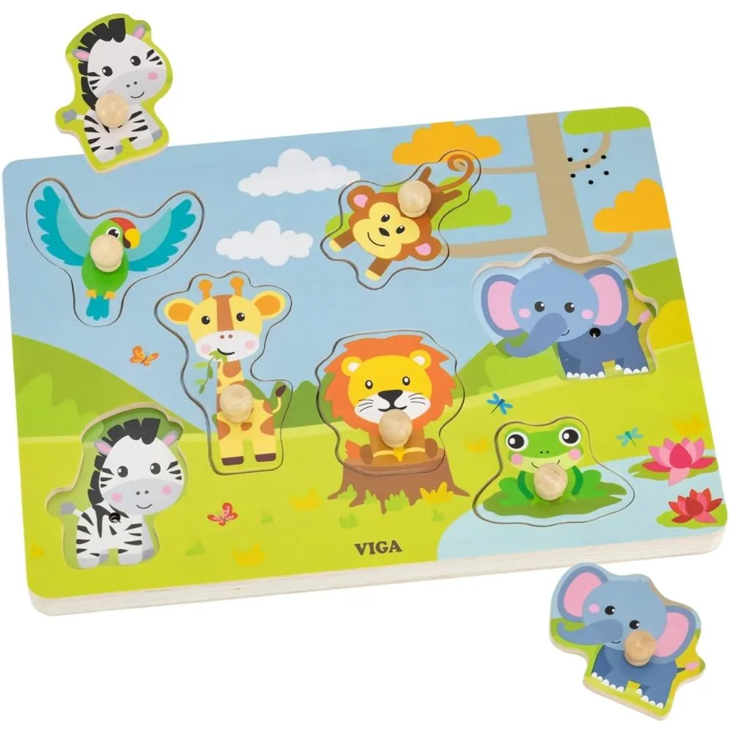 Viga Sound Puzzle Match Animaux Exotiques - Jeu d'Éveil Sonore en Bois